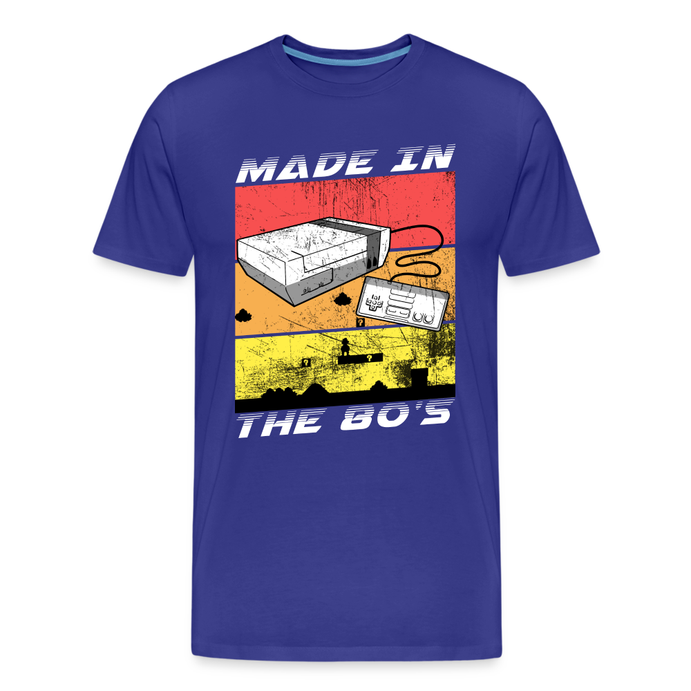 GU 'Made in the 80's' Men’s Premium Organic T-Shirt  - White - royal blue