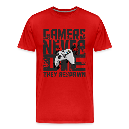 GU 'Gamers Never Die' Men’s Premium Organic T-Shirt - XBOX - red