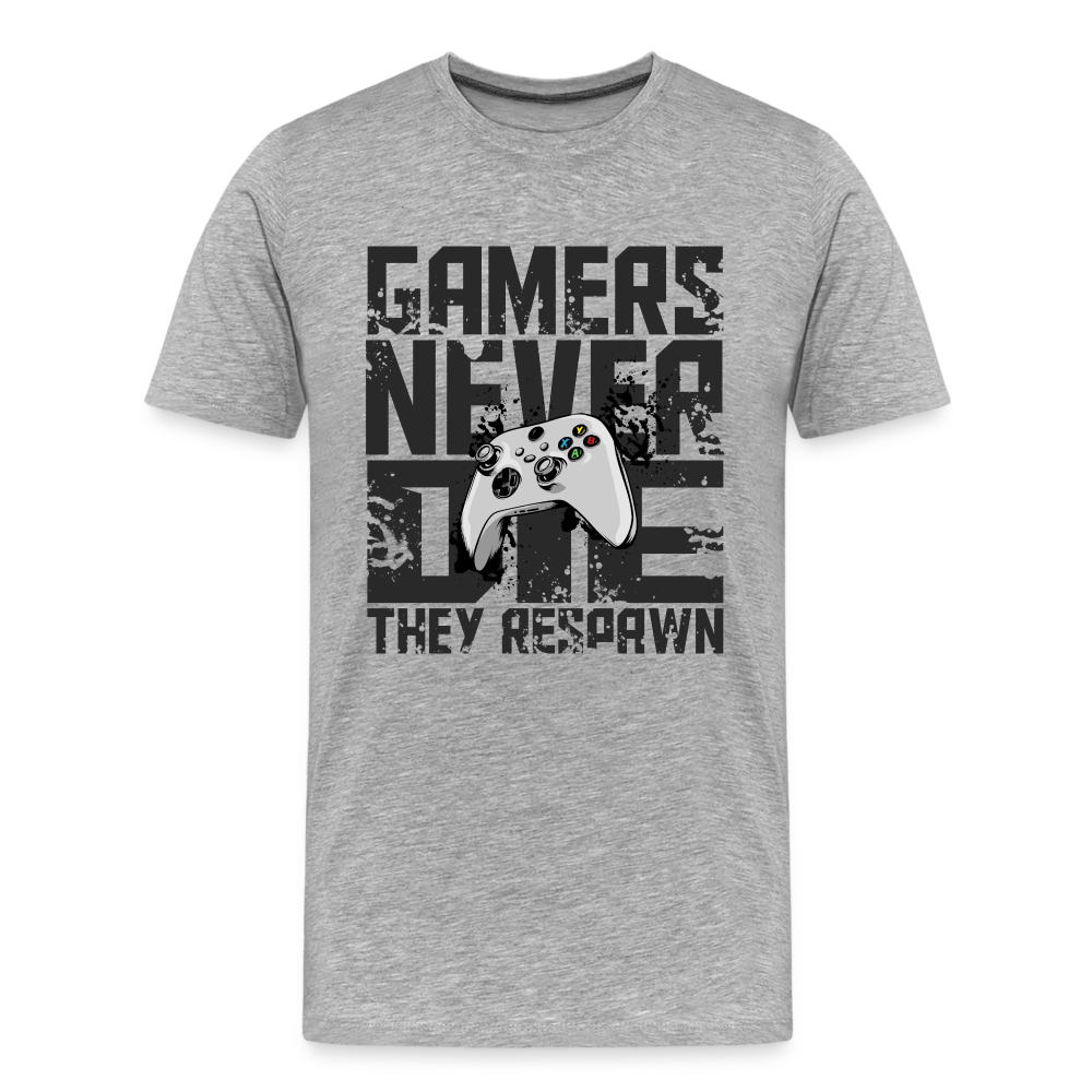 GU 'Gamers Never Die' Men’s Premium Organic T-Shirt - XBOX - heather gray