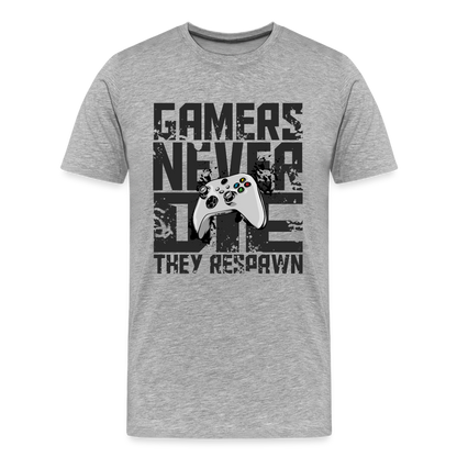 GU 'Gamers Never Die' Men’s Premium Organic T-Shirt - XBOX - heather gray