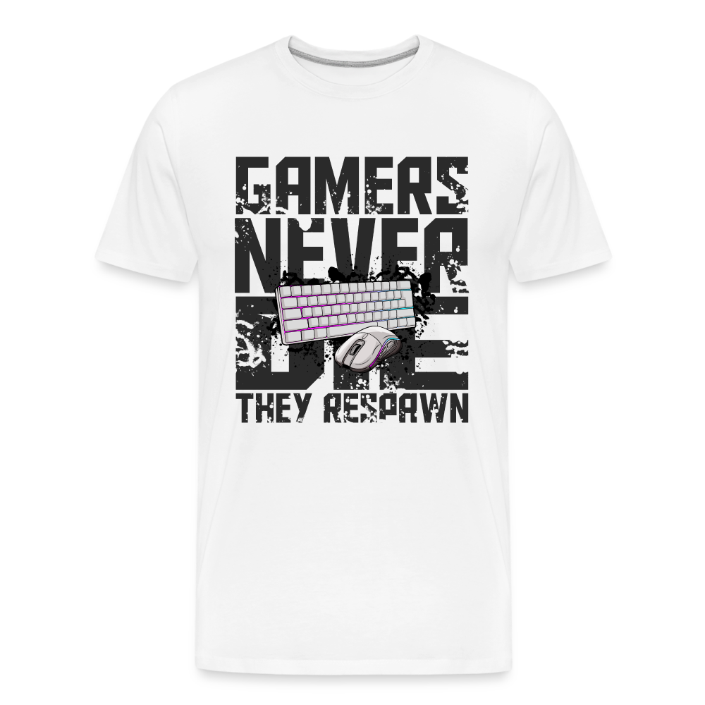 GU 'Gamers Never Die' Men’s Premium Organic T-Shirt  - M&K - white