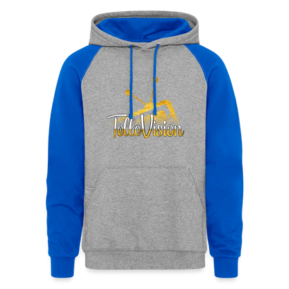 TelleVision Unisex Colorblock Hoodie - heather grey/royal