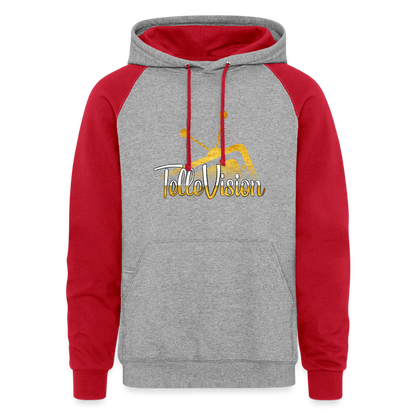 TelleVision Unisex Colorblock Hoodie - heather grey/red