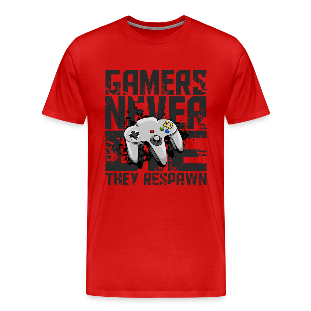 GU 'Gamers Never Die' Men’s Premium Organic T-Shirt  - N641 - red