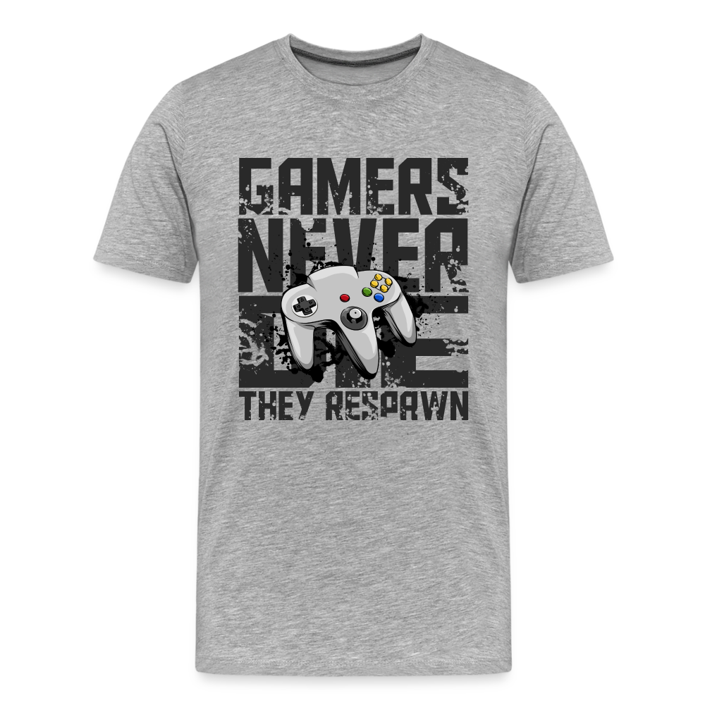 GU 'Gamers Never Die' Men’s Premium Organic T-Shirt  - N641 - heather gray