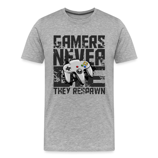 GU 'Gamers Never Die' Men’s Premium Organic T-Shirt  - N641 - heather gray