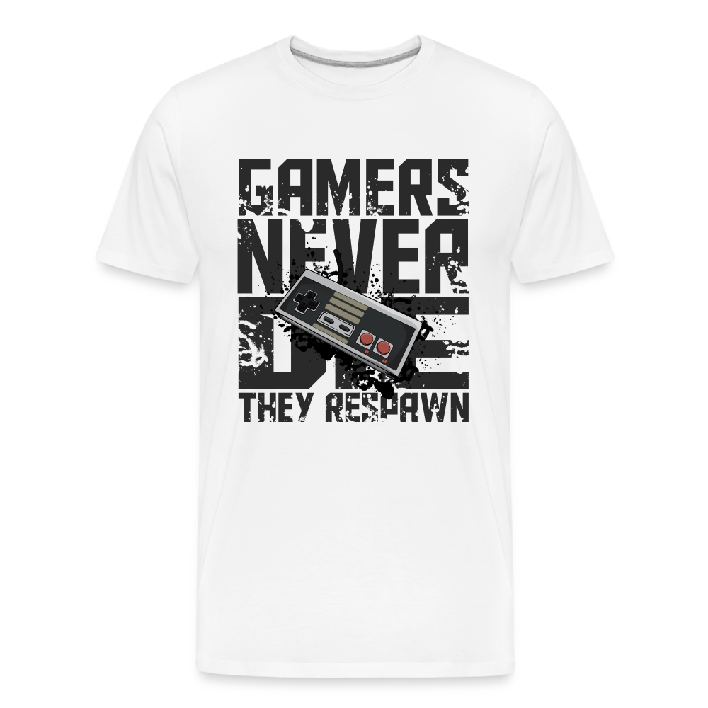 GU 'Gamers Never Die' Men’s Premium Organic T-Shirt  - NES - white