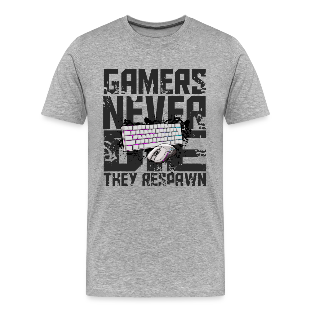 GU 'Gamers Never Die' Men’s Premium Organic T-Shirt  - M&K - heather gray