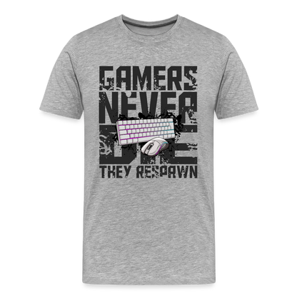 GU 'Gamers Never Die' Men’s Premium Organic T-Shirt  - M&K - heather gray