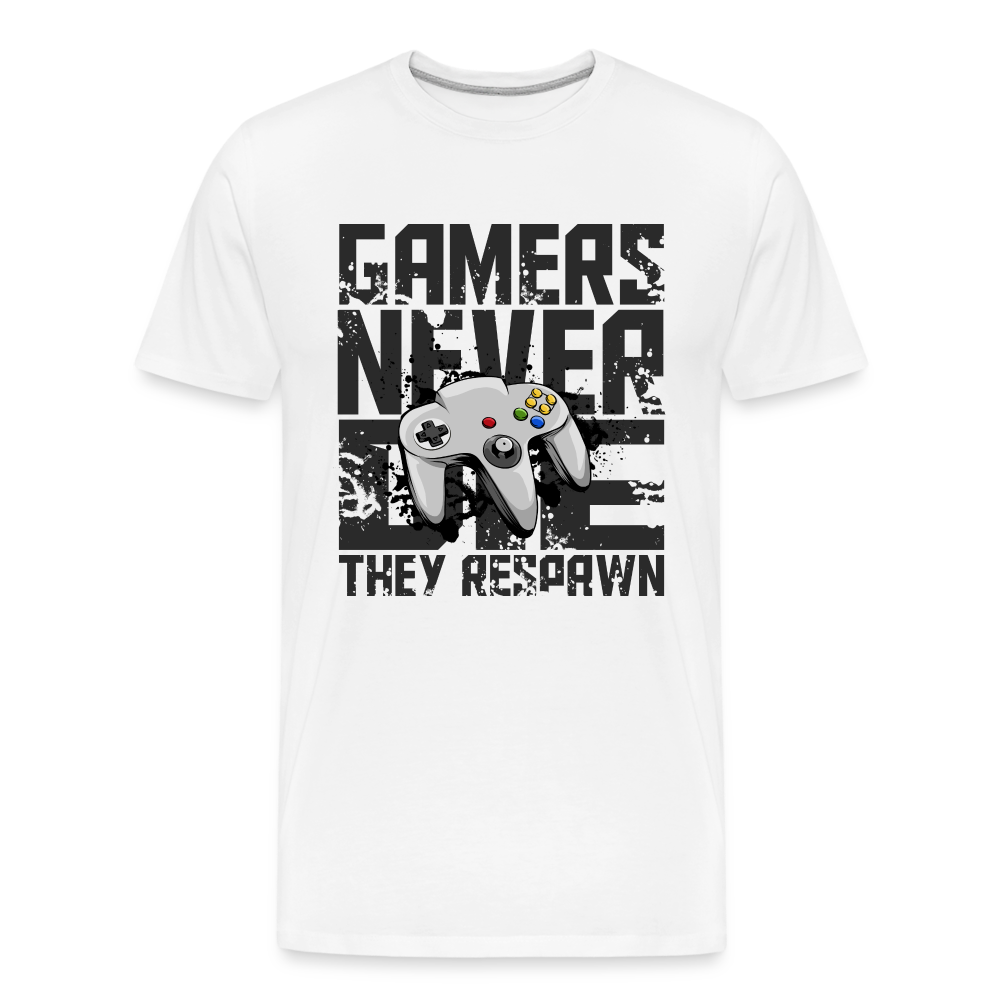 GU 'Gamers Never Die' Men’s Premium Organic T-Shirt  - N641 - white