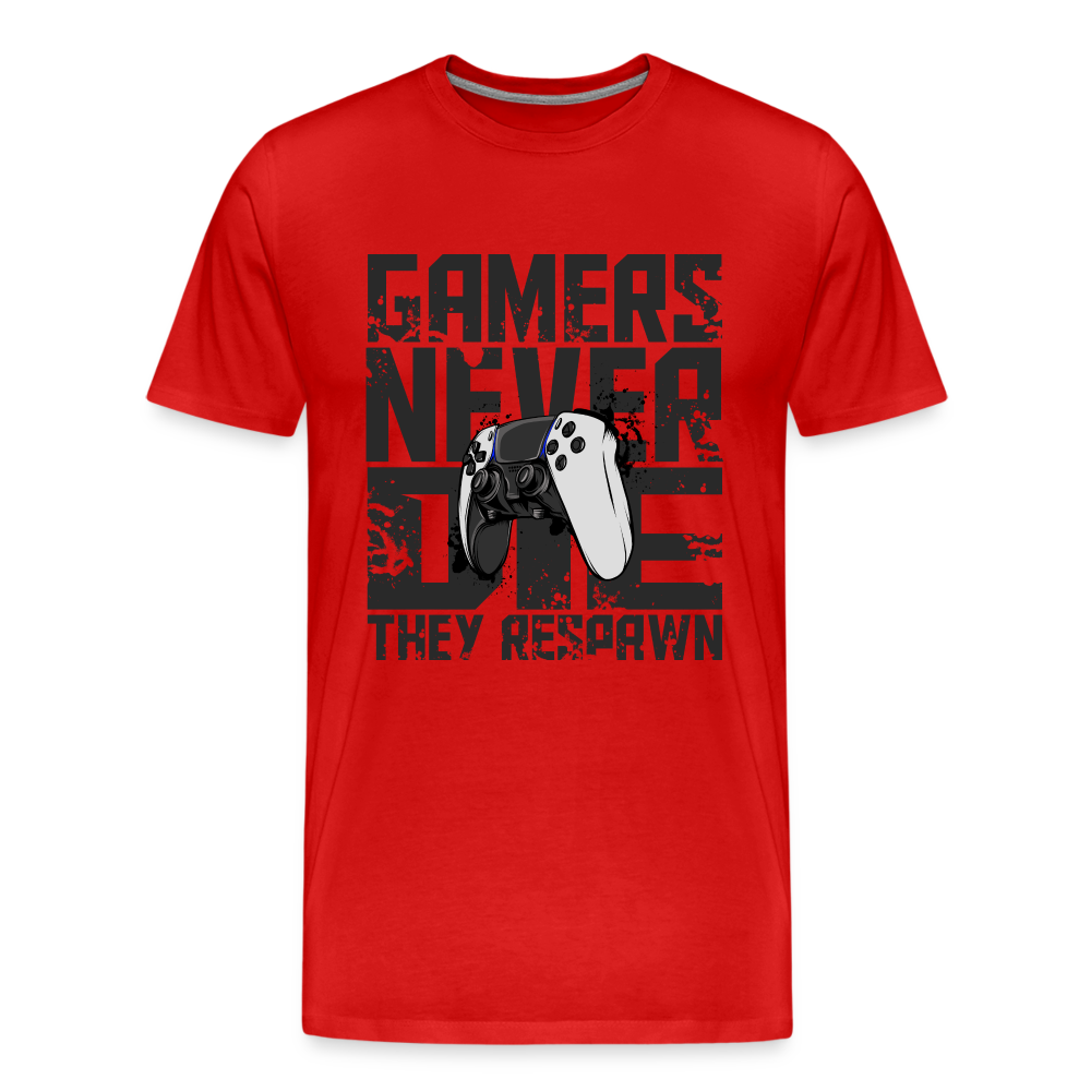 GU 'Gamers Never Die' Men’s Premium Organic T-Shirt  - PS5 - red