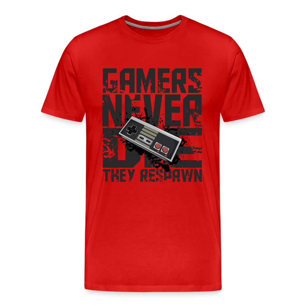 GU 'Gamers Never Die' Men’s Premium Organic T-Shirt  - NES - red