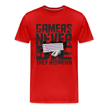 GU 'Gamers Never Die' Men’s Premium Organic T-Shirt  - M&K - red