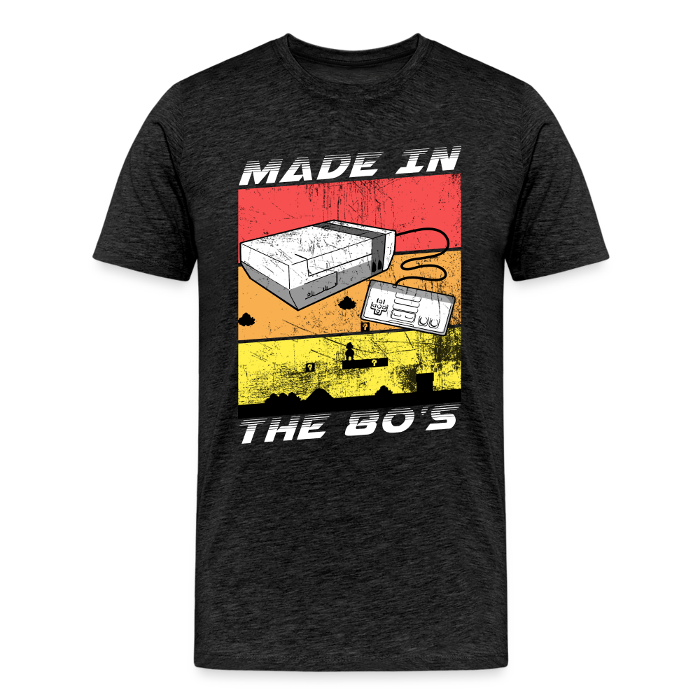 GU 'Made in the 80's' Men’s Premium Organic T-Shirt  - White - charcoal grey