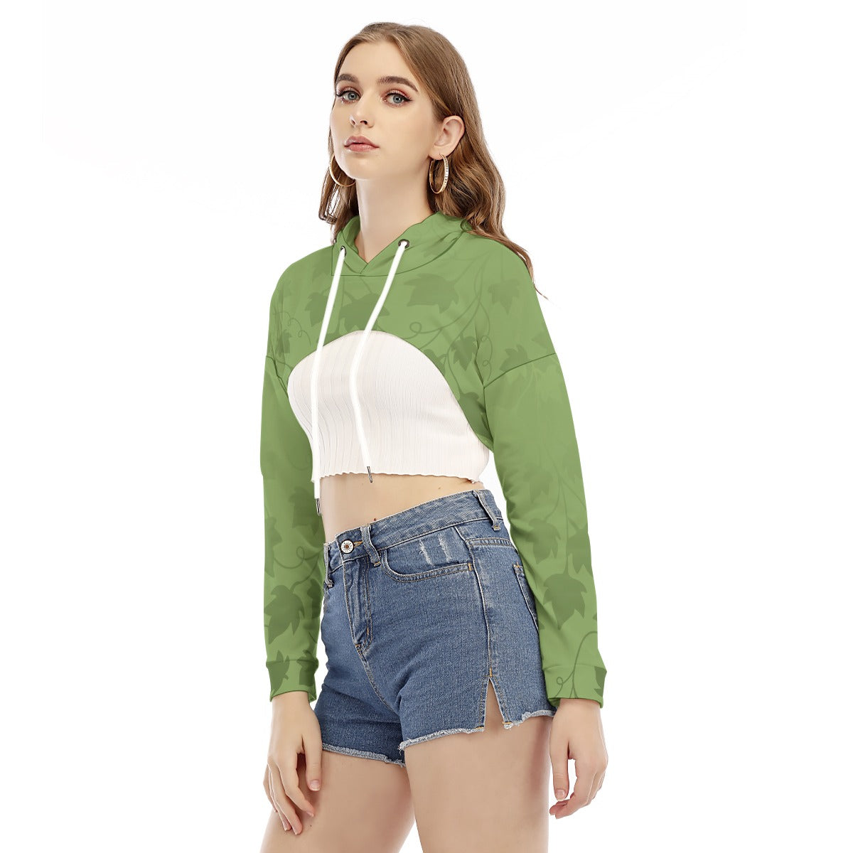 Women's Lady Nostia 'Spring Ivy' Cropped Smock Hoodie