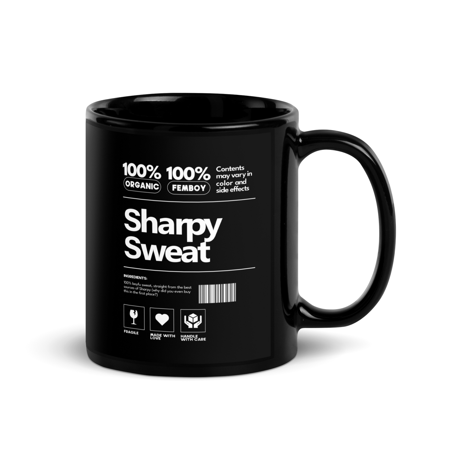 Sharpy Dot 'Sharpy Sweat' Black Glossy Mug