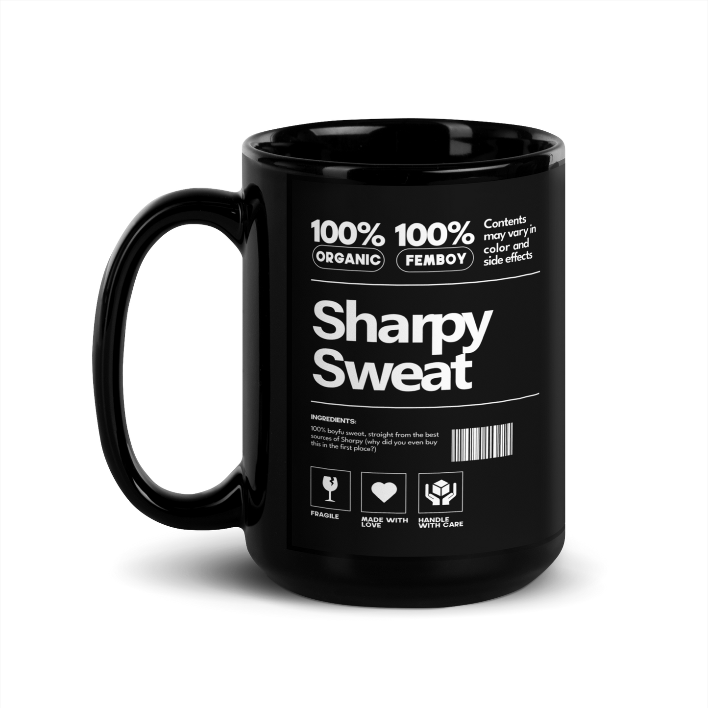 Sharpy Dot 'Sharpy Sweat' Black Glossy Mug