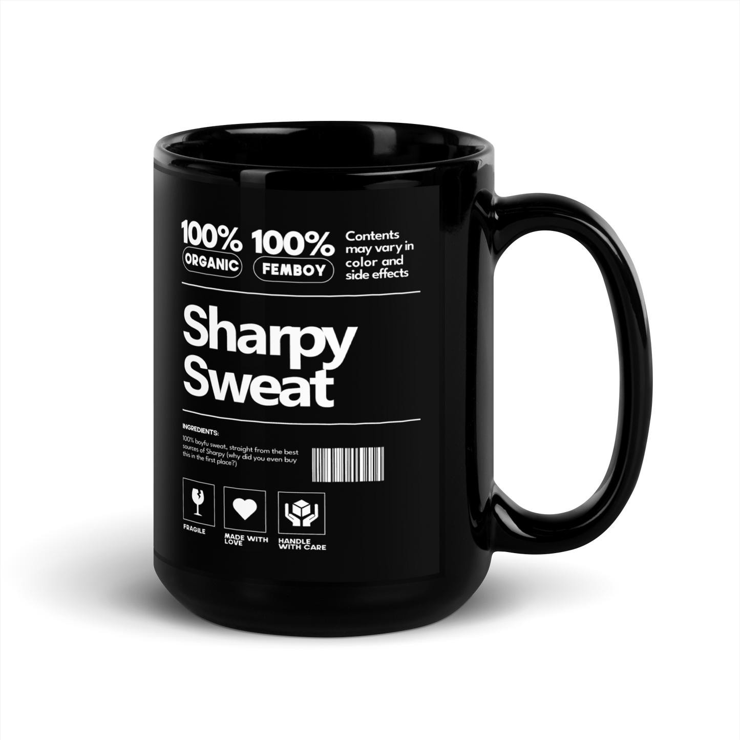 Sharpy Dot 'Sharpy Sweat' Black Glossy Mug