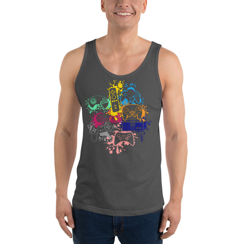 Men's 'Rainbow Controller Splash' Staple Tank Top