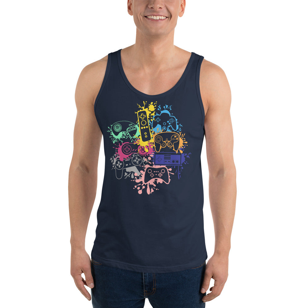 Men's 'Rainbow Controller Splash' Staple Tank Top