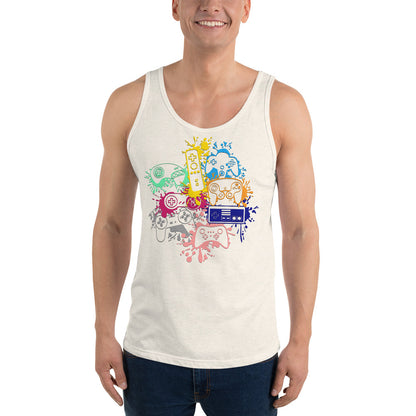 Men's 'Rainbow Controller Splash' Staple Tank Top