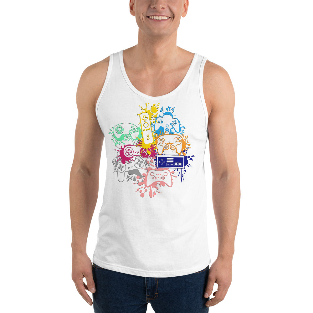 Men's 'Rainbow Controller Splash' Staple Tank Top