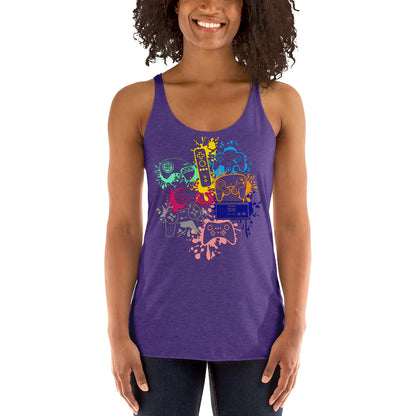 Women's 'Rainbow Controller Splash' Racerback Tank